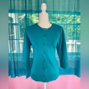 Croft & Barrow Teal Button-Up Cardigan